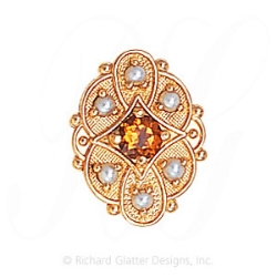 GS524 CIT/PL - 14 Karat Gold Slide with Citrine center and Pearl accents 
